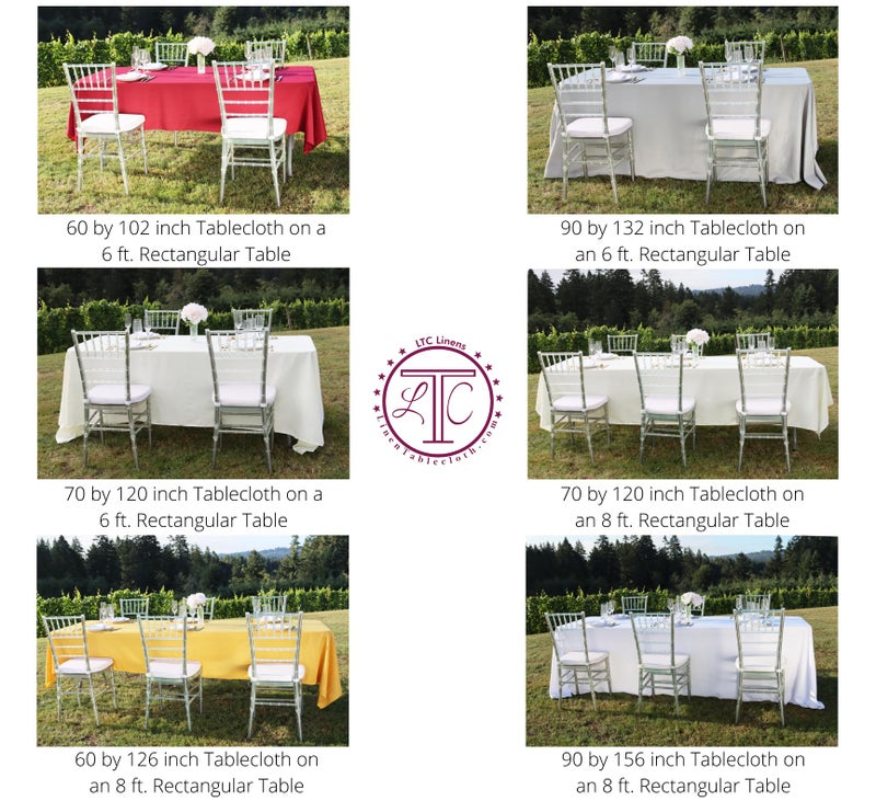 LTC LINENS LinenTablecloth 90 x 132-Inch Rectangular Polyester Tablecloth with Rounded Corners, White - Image 5
